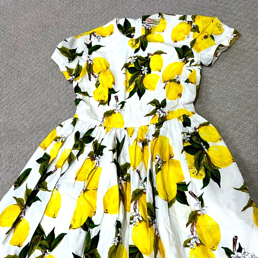 100% Cotton Vintage Dress Lemon Print